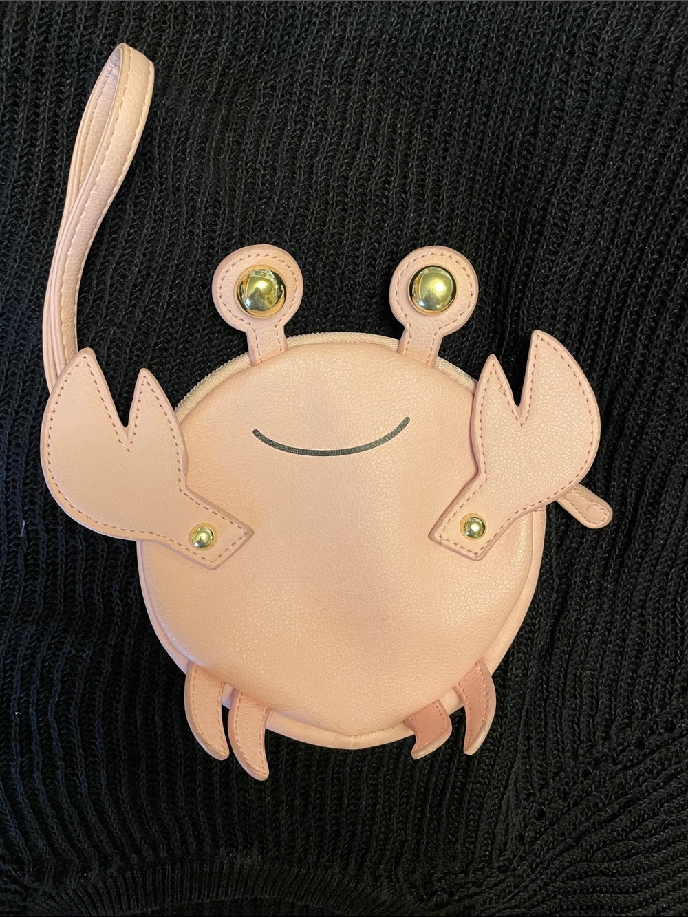 Betsey Johnson Pink Crab Wristlet Bag with Gold Accent